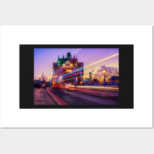 Tower Bridge, London light trails Posters and Art